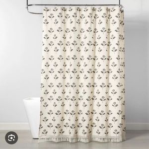 ISO Threshold Black and Cream Floral Shower Curtain